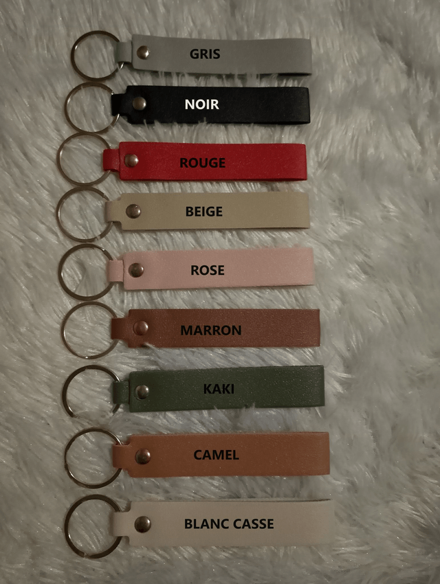 Porte-clés en cuir PU - Gravure laser - Prénom personnalisable