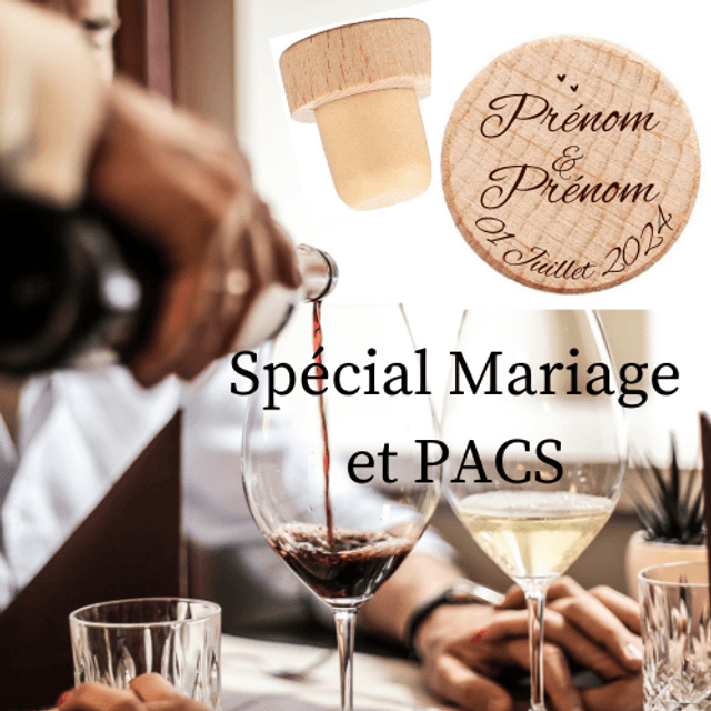 Bouchons pour bouteille de vin - gravure laser personnalisable