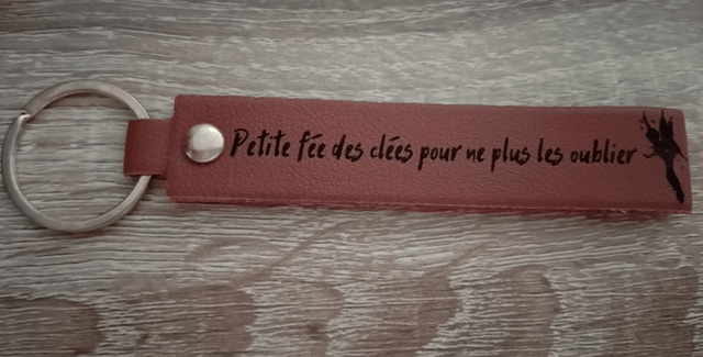Porte-clés en cuir PU - Gravure laser - Prénom personnalisable