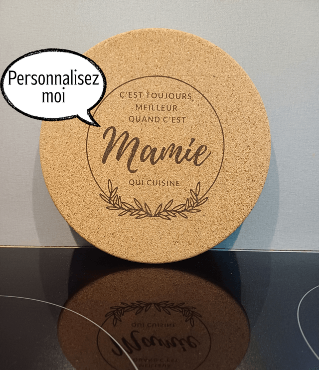 Dessous de plat en liège - gravure laser personnalisable - neuf / Idée cadeau fête, anniversaire, crémaillère, mariage