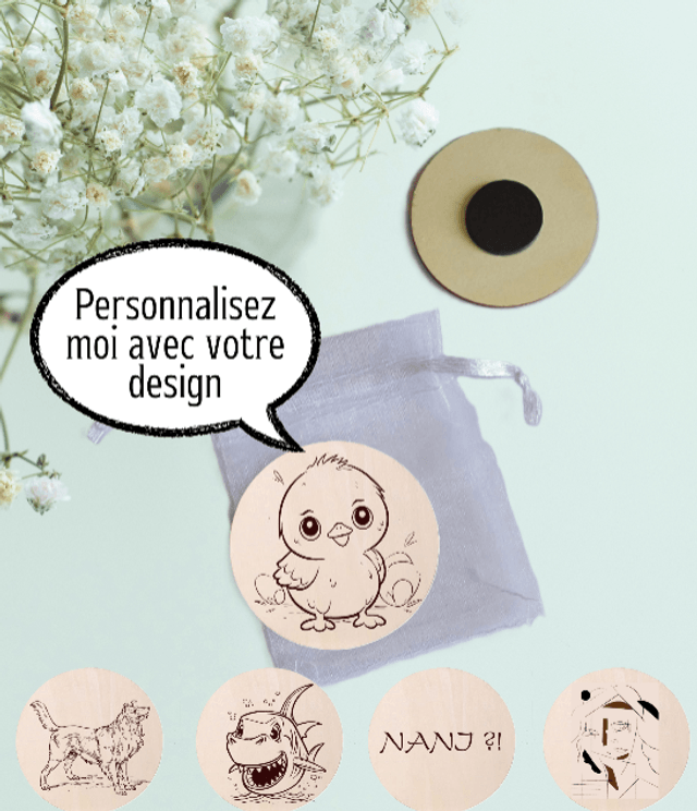 Magnet - aimant en bois personnalisable avec votre design