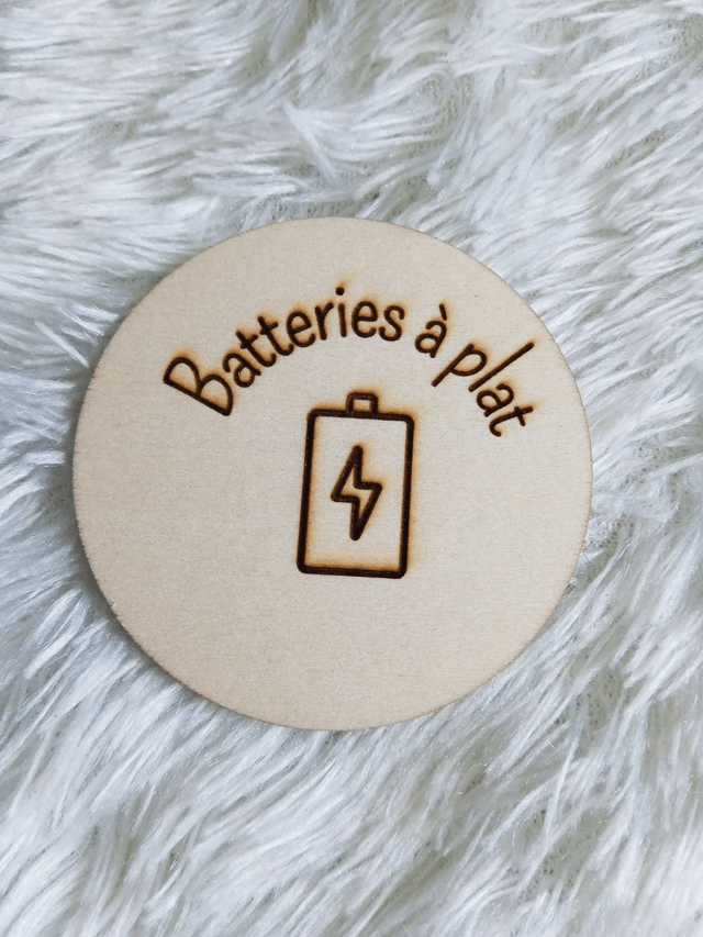 Disque accessoire "Batteries à plat" pour panneau de porte interchangeable By Romalysa