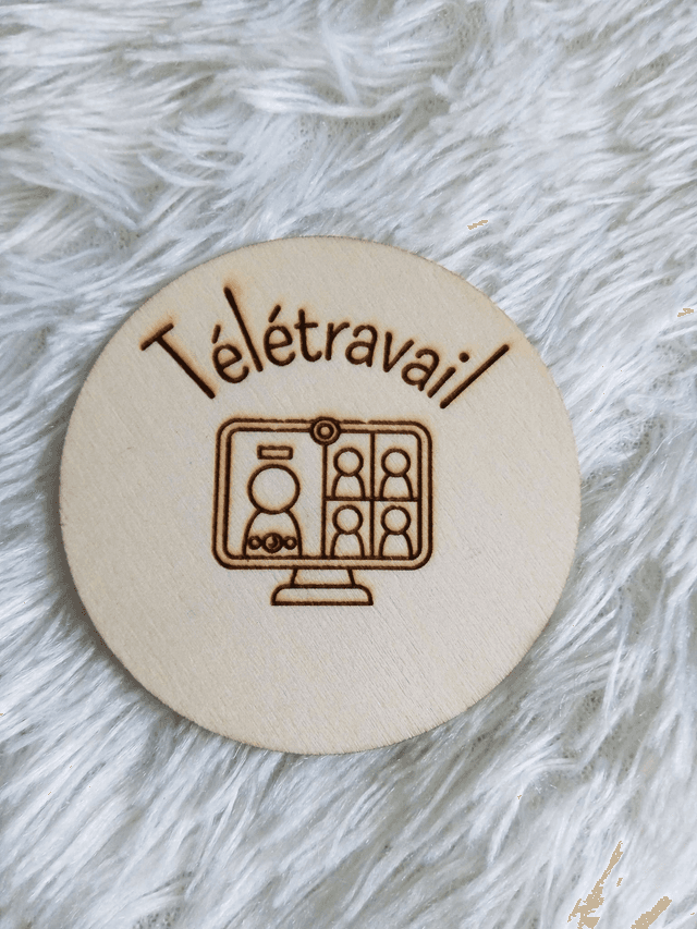 Disque accessoire &quot;Télétravail&quot; pour panneau de porte interchangeable By Romalysa