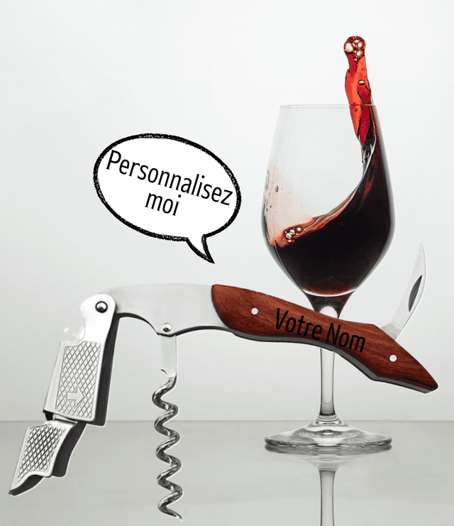 Clé à vin ergonomique en bois personnalisable 3 en 1 - Décapsuleur de bière - Ouvre-bouteille / Tire-bouchon de serveur - Limonadier