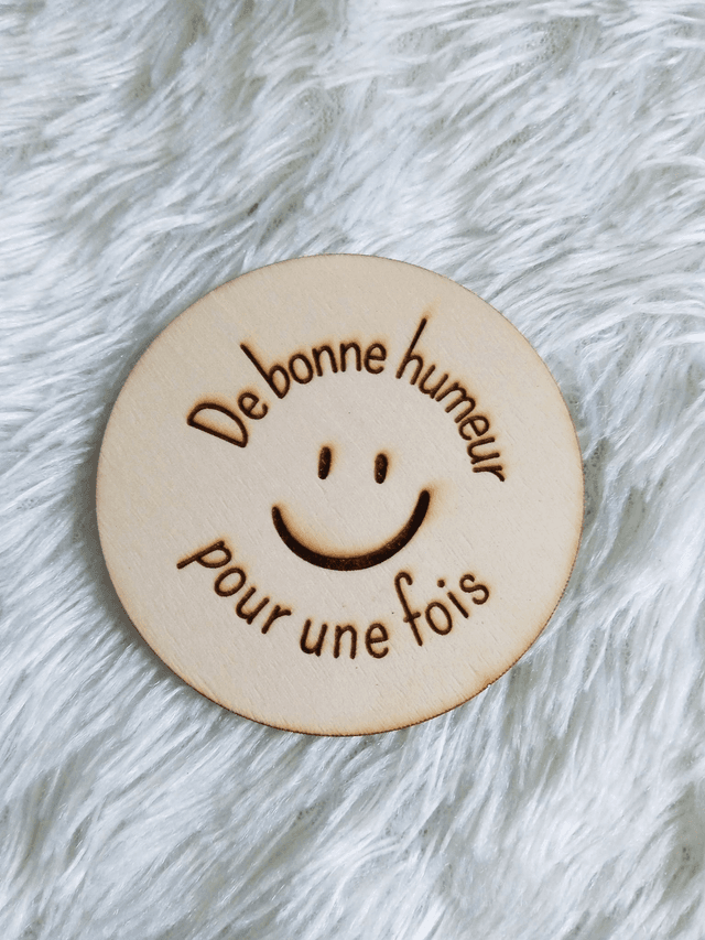 Disque accessoire &quot;De bonne humeur pour une fois&quot; pour panneau de porte interchangeable By Romalysa