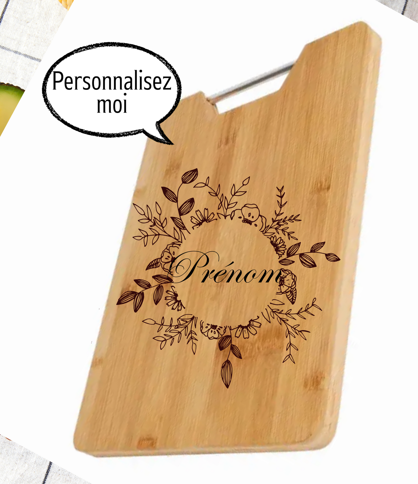 Planche à découper / planche apéro en bois gravure laser prénom personnalisable / Cadeau fête, anniversaire, crémaillère, mariage