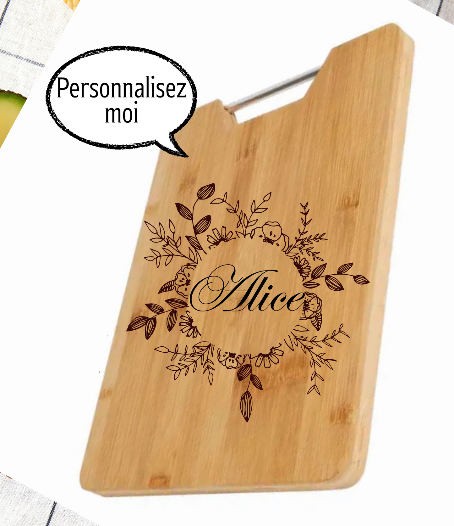 Planche à découper / planche apéro en bois gravure laser prénom personnalisable / Cadeau fête, anniversaire, crémaillère, mariage