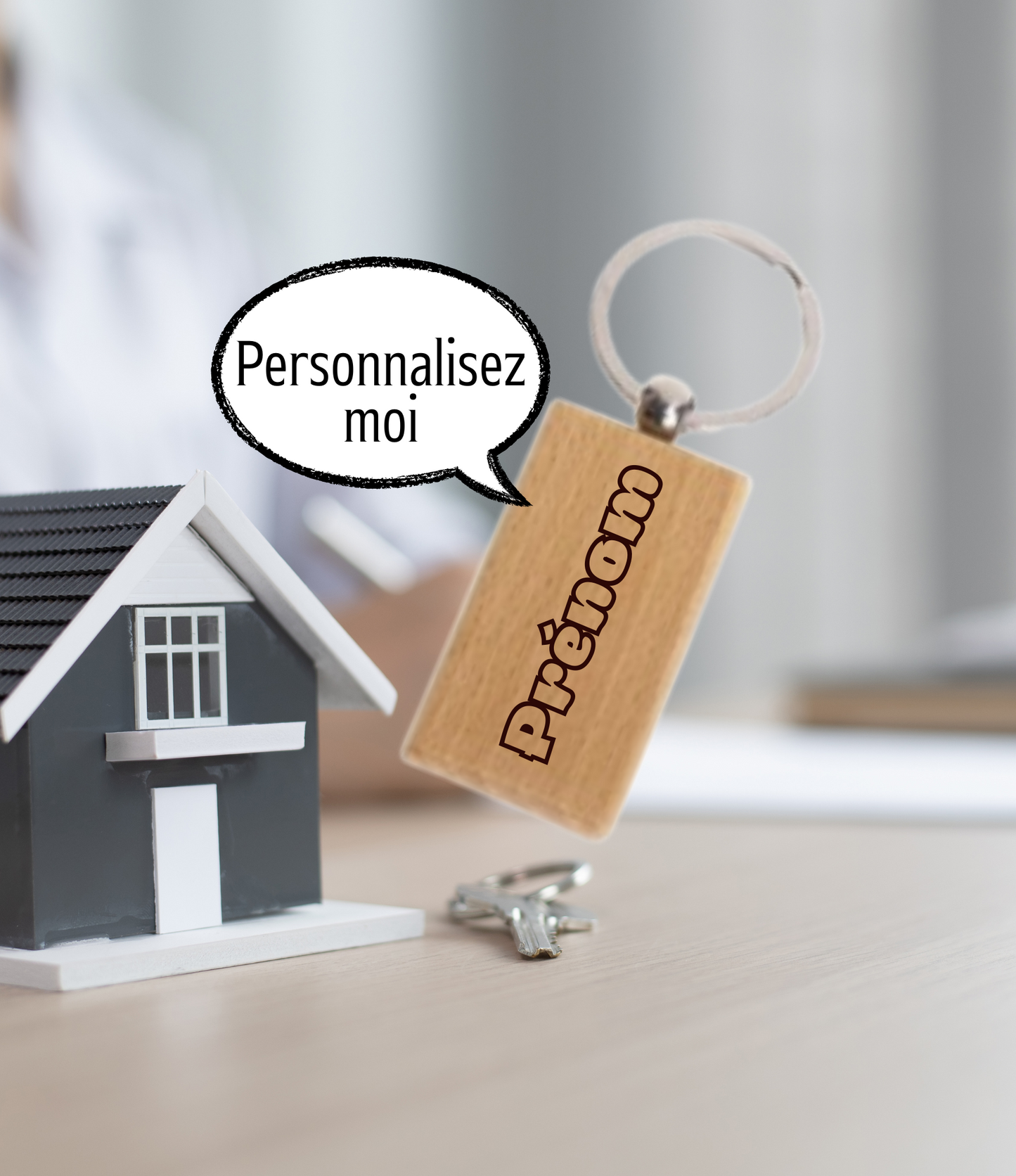 Porte-clés en bois Gravure laser Prénom personnalisable